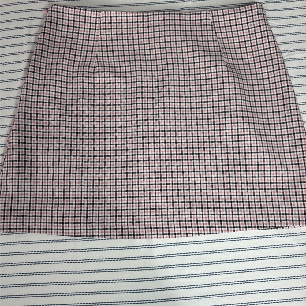 Miss Selfridge Pink and Black Checkered Skirt